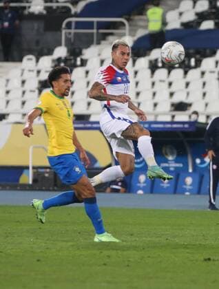 E. Vargas of Chili during the Copa America 2021, quarter final football match between Brazil and Chile on July 2 , 2021 at Olympic stadium in Rio de Janeiro, Brazil FOOTBALL : Copa America 2021 - 1 4 de Finale - Bresil s chili - 02 07 2021 LaurentLairys Panoramic 
