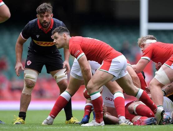 Mandatory Credit: Photo by Ryan Hiscott JMP Shutterstock (12194685h) Tomos Williams of Wales Wales v Canada, UK - 03 Jul 2021 Wales v Canada, UK - 03 Jul 2021  Copyright: xRyanxHiscott JMP Shutterstockx 12194685h