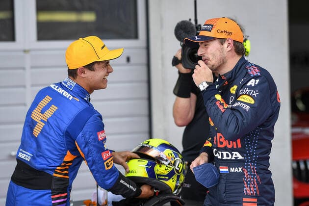 F1 Grand Prix of Austria 4 Lando Norris (GBR, McLaren F1 Team), 33 Max Verstappen (NED, Red Bull Racing), F1 Grand Prix of Austria at Red Bull Ring on July 3, 2021 in Spielberg, Austria. (Photo by Christian Bruna EPA FIA Pool via HOCH ZWEI) Spielberg Austria Poolfoto HOCH ZWEI Pool EPA-EFE ,EDITORIAL USE ONLY