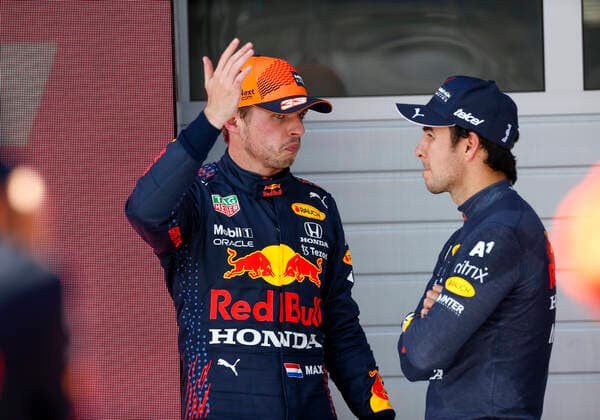 33 Max Verstappen NED, Red Bull Racing , 11 Sergio Perez MEX, Red Bull Racing , F1 Grand Prix of Austria at Red Bull Ring on July 3, 2021 in Spielberg, Austria Photo by HOCH ZWEI Spielberg Austria