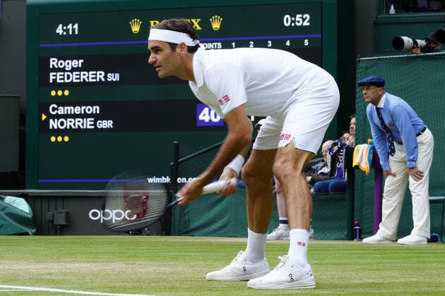 Mandatory Credit: Photo by Dave Shopland Shutterstock (12194409fn) Roger Federer during his third round match Wimbledon Tennis Championships, Day 6, The All England Lawn Tennis and Croquet Club, London, UK - 03 Jul 2021 Wimbledon Tennis Championships, Day 6, The All England Lawn Tennis and Croquet Club, London, UK - 03 Jul 2021  Copyright: xDavexShopland Shutterstockx 12194409fn