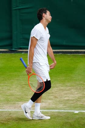 Mandatory Credit: Photo by Javier Garcia Shutterstock (12194408dh) Taylor Fritz during his third round match Wimbledon Tennis Championships, Day 6, The All England Lawn Tennis and Croquet Club, London, UK - 03 Jul 2021 Wimbledon Tennis Championships, Day 6, The All England Lawn Tennis and Croquet Club, London, UK - 03 Jul 2021  Copyright: xJavierxGarcia Shutterstockx 12194408dh