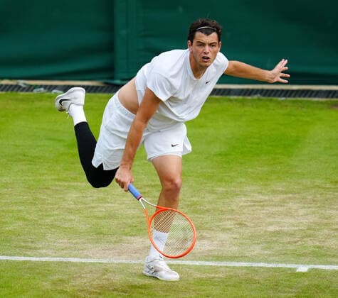 Mandatory Credit: Photo by Javier Garcia Shutterstock (12194408di) Taylor Fritz during his third round match Wimbledon Tennis Championships, Day 6, The All England Lawn Tennis and Croquet Club, London, UK - 03 Jul 2021 Wimbledon Tennis Championships, Day 6, The All England Lawn Tennis and Croquet Club, London, UK - 03 Jul 2021  Copyright: xJavierxGarcia Shutterstockx 12194408di