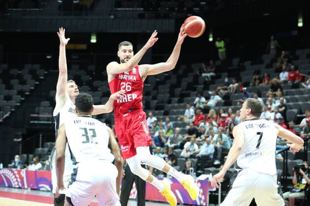 Germany v Croatia - Semi Final: 2020 FIBA Men s Olympic Qualifying Tournament Luka Babic of Croatia pasess the ball during the 2020 FIBA Men s Olympic Qualifying Tournament game between Germany and Croatia at Spaladium Arena on July 3, 2021 in Split, Croatia. IvoxCagalj PIXSELL