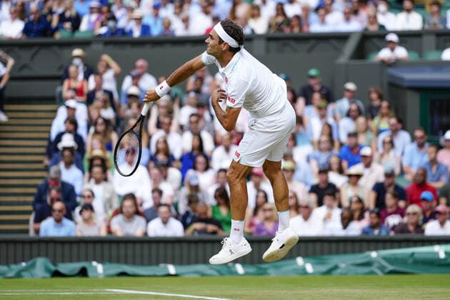 Mandatory Credit: Photo by Dave Shopland Shutterstock (12194409gh) Roger Federer during his third round match Wimbledon Tennis Championships, Day 6, The All England Lawn Tennis and Croquet Club, London, UK - 03 Jul 2021 Wimbledon Tennis Championships, Day 6, The All England Lawn Tennis and Croquet Club, London, UK - 03 Jul 2021  Copyright: xDavexShopland Shutterstockx 12194409gh