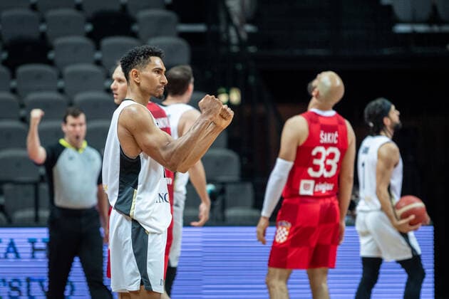 Basketball Split 03 07 2021 Olympic Qualifying FIBA Olympic Qualifying Tournament 2020 Semifinals Germany GER Croatia CRO Maodo Lo Germany, No 04 cheer