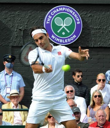 Tennis - 2021 All England Championships - Week One - Day Six (Saturday) - Wimbledon Mens Singles Roger Federer v Cameron Norrie Roger Federer 