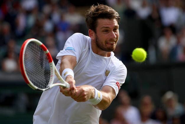 Mandatory Credit: Photo by Shutterstock (12194410br) Cameron Norrie of Great Britain in action Wimbledon Tennis Championships, Day 6, The All England Lawn Tennis and Croquet Club, London, UK - 03 Jul 2021 Wimbledon Tennis Championships, Day 6, The All England Lawn Tennis and Croquet Club, London, UK - 03 Jul 2021  Copyright: xShutterstockx 12194410br
