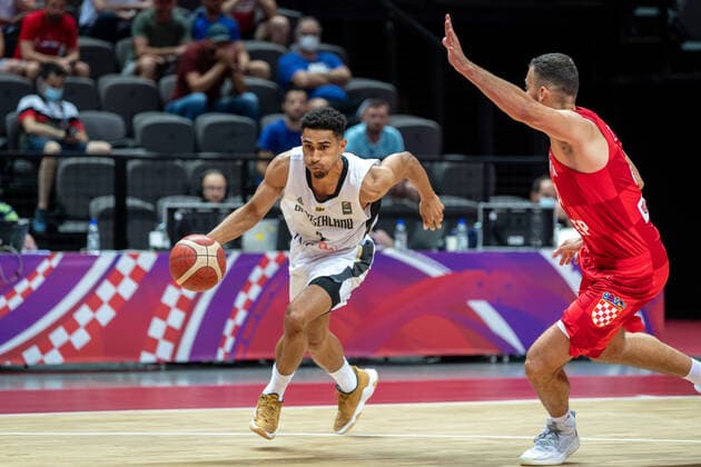 Basketball Split 03 07 2021 Olympic Qualifying FIBA Olympic Qualifying Tournament 2020 Semifinals Germany GER Croatia CRO Maodo Lo Germany, No 04 Ante Zizic Croatia, No 41