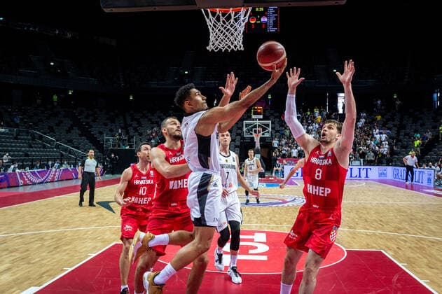 Basketball Split 03 07 2021 Olympic Qualifying FIBA Olympic Qualifying Tournament 2020 Semifinals Germany GER Croatia CRO Maodo Lo Germany, No 04 Mario Hezonja Croatia, No 08