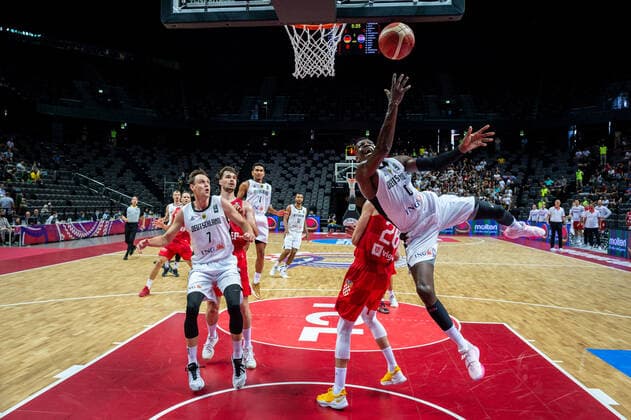 Basketball Split 03 07 2021 Olympic Qualification FIBA Olympic Qualifying Tournament 2020 Semifinals Germany GER Croatia CRO Isaac Bonga Germany, No 00 Luka Babic Croatia, No 26