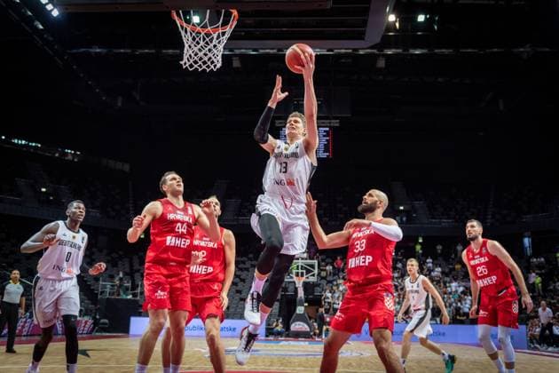 Basketball Split 03 07 2021 Olympic Qualification FIBA Olympic Qualifying Tournament 2020 Semifinals Germany GER Croatia CRO Moritz Wagner Germany, No 13 Zeljko Sakic Croatia, No 33 Bojan Bogdanovic Croatia, No 44