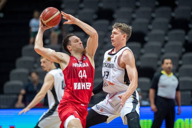 Basketball Split 03 07 2021 Olympic Qualification FIBA Olympic Qualifying Tournament 2020 Semifinals Germany GER Croatia CRO Bojan Bogdanovic Croatia, No 44 Moritz Wagner Germany, No 13