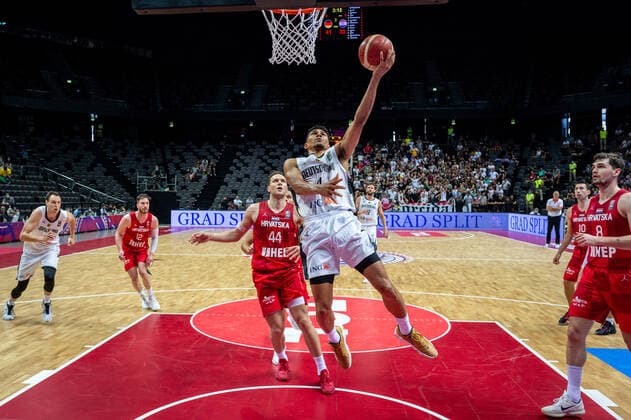 Basketball Split 03 07 2021 Olympic Qualifying FIBA Olympic Qualifying Tournament 2020 Semifinals Germany GER Croatia CRO Maodo Lo Germany, No 04 Bojan Bogdanovic Croatia, No 44