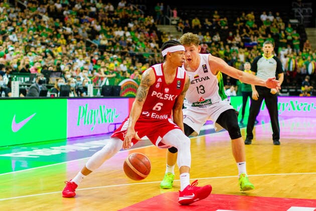 KOWNO, ZALGIRIO ARENA 03.07.2021 KWALIFIKACJE OLIMPIJSKIE TOKYO 2020 FIBA OLYMPIC QUALIFYING TOURNAMENT 2020 POLFINAL SEMIFINAL LITWA - POLSKA LITHUANIA - POLAND NZ A.J. SLAUGHTER (6), ROKAS JOKUBAITIS (13) Pawel Pietranik NEWSPIX.pl --- Newspix.pl  PIETRANIK030721_075