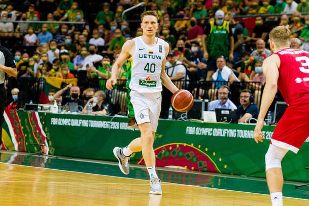 KOWNO, ZALGIRIO ARENA 03.07.2021 KWALIFIKACJE OLIMPIJSKIE TOKYO 2020 FIBA OLYMPIC QUALIFYING TOURNAMENT 2020 POLFINAL SEMIFINAL LITWA - POLSKA LITHUANIA - POLAND NZ MARIUS GRIGONIS (40) Pawel Pietranik NEWSPIX.pl --- Newspix.pl  PIETRANIK030721_105