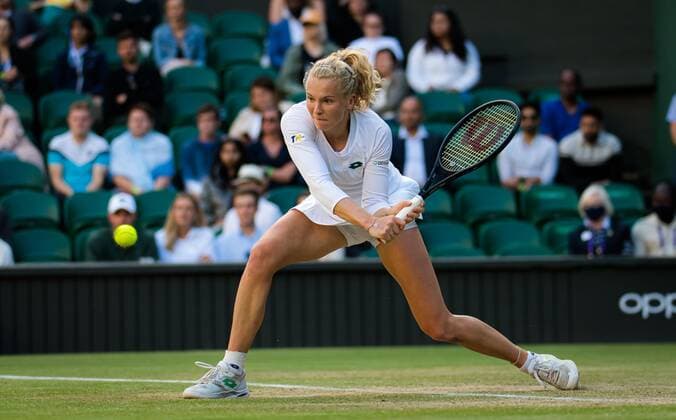 Mandatory Credit: Photo by Rob Prange Shutterstock (12194627bk) Katerina Siniakova of the Czech Republic in action during the third round at the 2021 Wimbledon Championships Grand Slam tennis tournament Wimbledon Tennis Championships, Day 6, The All England Lawn Tennis and Croquet Club, London, UK - 03 Jul 2021 Wimbledon Tennis Championships, Day 6, The All England Lawn Tennis and Croquet Club, London, UK - 03 Jul 2021  Copyright: xRobxPrange Shutterstockx 12194627bk