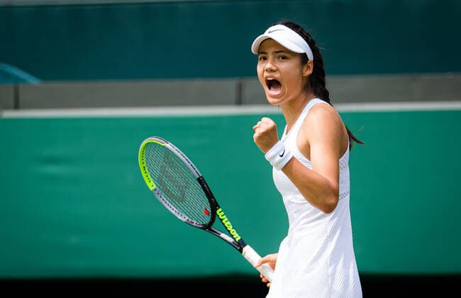 July 3, 2021: Emma Raducanu of Great Britain in action during the third round at the 2021 Wimbledon Championships Grand Slam tennis tournament against Sorana Cirstea of Romania - ZUMAa181 20210703_zaa_a181_111 Copyright: xRobxPrangex