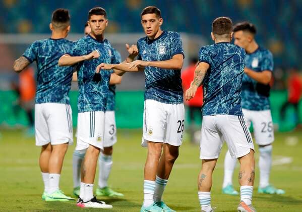 Argentina s players warm up prior to a match against Ecuador for the quarterfinals of the Copa America, at the Pedro Ludovico Teixeira Olympic Stadium in Goiania, Brazil, 03 July 2021. Argentina - Ecuador !ACHTUNG: NUR REDAKTIONELLE NUTZUNG!  Copyright: xFernandoxBizerraxJrx AMDEP6134 20210704-c4d7091d947d083f1581cf6b28736c109b56c972