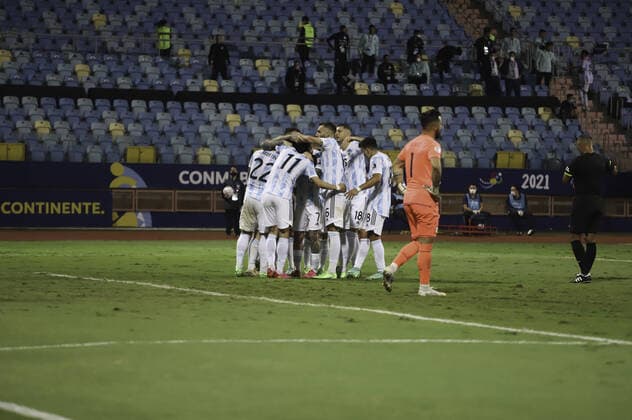 July 3, 2021, Goiania, Brazil: Lautaro Martinez, of Argentine National Soccer Team, celebrates his goal during soccer match between Argentina and Ecuador, valid for Quartas-Final of Copa America, at Pedro Ludovico Teixeira Olympic Stadium, in Goiania, on Saturday night (3). Argentina won 3-0.  Copyright: xLecoxVianax