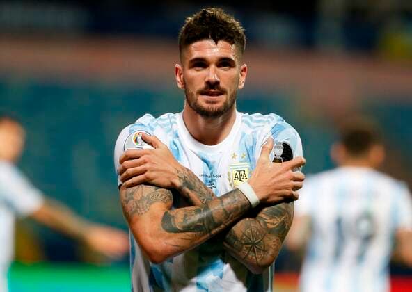 Rodrigo de Paul of Argentina celebrates a goal today against Ecuador, during a match for the quarterfinals of the Copa America at the Pedro Ludovico Teixeira Olympic Stadium in Goiania, Brazil, 03 July 2021. Argentina - Ecuador !ACHTUNG: NUR REDAKTIONELLE NUTZUNG!  Copyright: xAlbertoxValdesx AME043 20210704-361fd3346bc74975d63c5c4c29fbba4224be1885