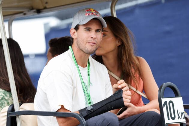 FORMULA 1 - GP of Austria 2021 SPIELBERG,AUSTRIA,04.JUL.21 - MOTORSPORTS, FORMULA 1 - Grand Prix of Austria, Red Bull Ring. Image shows Dominic Thiem (AUT) with his girlfriend Lili Paul-Roncalli.  GEPAxpictures xChristianxWalgram