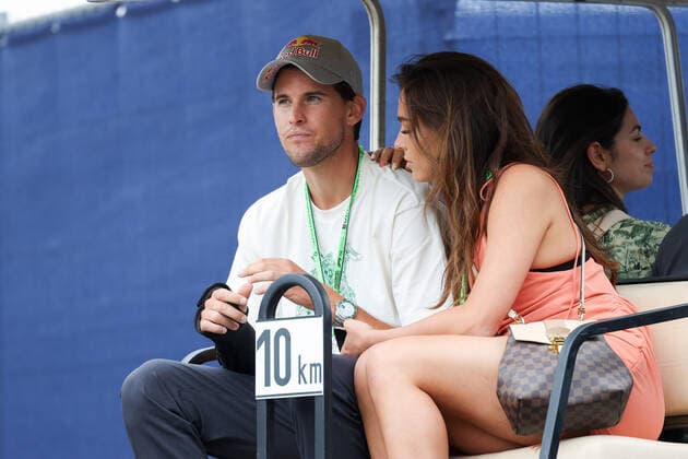 FORMULA 1 - GP of Austria 2021 SPIELBERG,AUSTRIA,04.JUL.21 - MOTORSPORTS, FORMULA 1 - Grand Prix of Austria, Red Bull Ring. Image shows Dominic Thiem (AUT) with his girlfriend Lili Paul-Roncalli.  GEPAxpictures xChristianxWalgram