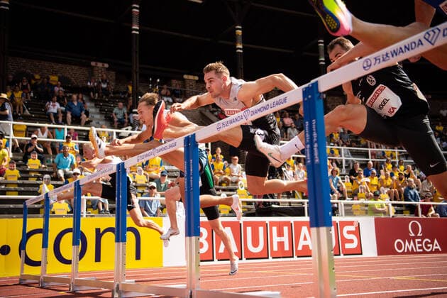 Bilder des Jahres 2021, Sport 07. Juli Sport Themen der Woche KW26 Sport Bilder des Tages 210704 David King of Great Britain,Elmo Lakka of Finland and Martin Vogel of Germany competes in men s 110 meter hurdles during the athletics gala Bauhaus-galan, Diamond League Stockholm on July 4, 2021 in Stockholm. Photo: Joel Marklund BILDBYRAN kod JM JM0156 bbeng athletics friidrott friidrett iaaf diamond league bauhausgalan bauhaus-galan diamond league 2021 stockholm *** 210704 David King of Great Britain, Elmo Lakka of Finland and Martin Vogel of Germany competes in men s 110 meter hurdles during the athletics gala Bauhaus galan, Diamond League Stockholm on July 4, 2021 in Stockholm Photo Joel Marklund BILDBYRAN kod JM JM0156 bbeng athletics athletics athletics iaaf diamond league bauhausgalan bauhaus galan diamond league 2021 stockholm,  Copyright: JOELxMARKLUND BB210704JM031