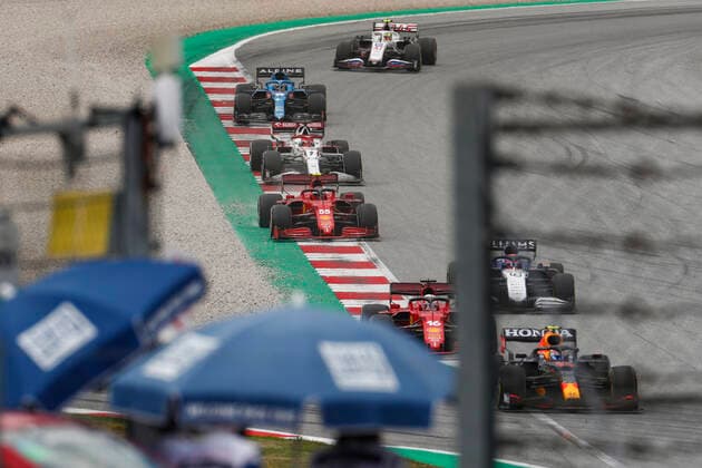 55 Carlos Sainz ESP, Scuderia Ferrari Mission Winnow , 7 Kimi Raikkonen FIN, Alfa Romeo Racing ORLEN , 14 Fernando Alonso ESP, Alpine F1 Team , F1 Grand Prix of Austria at Red Bull Ring on July 4, 2021 in Spielberg, Austria Photo by HOCH ZWEI Spielberg Austria