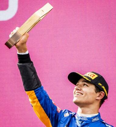 SPIELBERG Lando Norris McLaren on the podium after the Formula 1 Grand Prix of Austria The Grand Prix took place at the Red Bull Ring race track in the state of Styria REMKO DE WAAL W xVIxANPxSportx xxANPxIVx 433396802