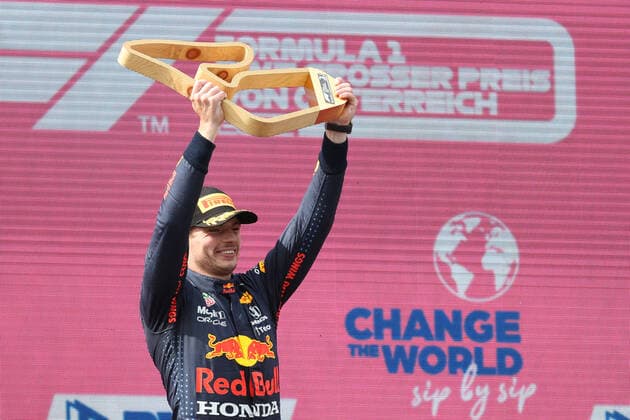 FORMULA 1 - GP of Austria 2021 SPIELBERG,AUSTRIA,04.JUL.21 - MOTORSPORTS, FORMULA 1 - Grand Prix of Austria, Red Bull Ring. Image shows the rejoicing of Max Verstappen (NED Red Bull Racing) .  GEPAxpictures xChristianxWalgram