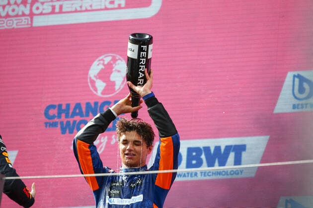 NORRIS Lando (gbr), McLaren MCL35M, portrait, podium during the Formula 1 Grosser Preis Von Osterreich 2021, 2021 Austrian Grand Prix, 9th round of the 2021 FIA Formula One World Championship, WM, Weltmeisterschaft from July 2 to 4, 2021 on the Red Bull Ring, in Spielberg, Austria - FORMULE 1 : Grand Prix Autriche - 04 07 2021 DPPI PANORAMIC JFBE5556