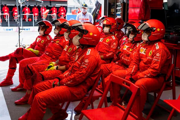 F1 Grand Prix of Austria Scuderia Ferrari Mission Winnow Team, F1 Grand Prix of Austria at Red Bull Ring on July 4, 2021 in Spielberg, Austria. (Photo by COLOMBO IMAGES FIA Pool via HOCH ZWEI) Spielberg Austria Poolfoto HOCH ZWEI Pool COLOMBO IMAGES ,EDITORIAL USE ONLY