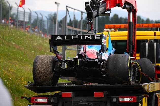 31 Esteban Ocon Alpine car after the incident. Formula 1 World Championship, WM, Weltmeisterschaft 2021, Austrian GP 1-4 July 2021  Copyright: xFedericoxBasilex xIPAx xIPAx xFedericoxBasilex xIPAx 0