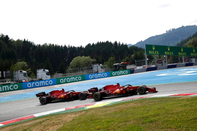 16 Charles Leclerc MON, Scuderia Ferrari Mission Winnow , 55 Carlos Sainz ESP, Scuderia Ferrari Mission Winnow , F1 Grand Prix of Austria at Red Bull Ring on July 4, 2021 in Spielberg, Austria Photo by HOCH ZWEI Spielberg Austria
