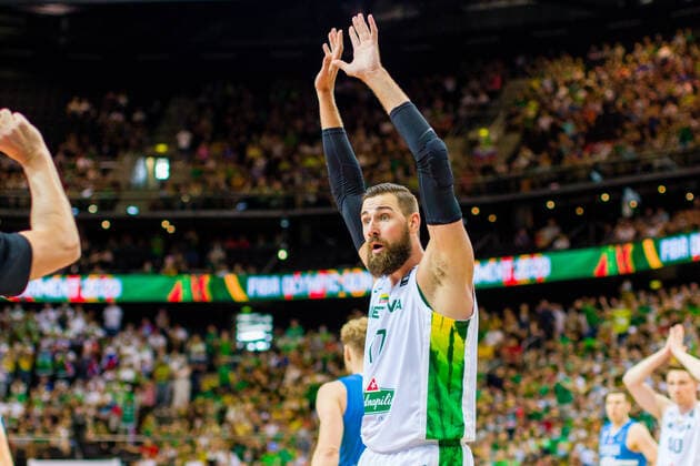 KOWNO, ZALGIRIO ARENA 04.07.2021 KWALIFIKACJE OLIMPIJSKIE TOKYO 2020 FIBA OLYMPIC QUALIFYING TOURNAMENT 2020 FINAL LITWA - SLOWENIA LITHUANIA - SLOVENIA NZ JONAS VALANCIUNAS (17) Pawel Pietranik NEWSPIX.pl --- Newspix.pl  PIETRANIK040721_017