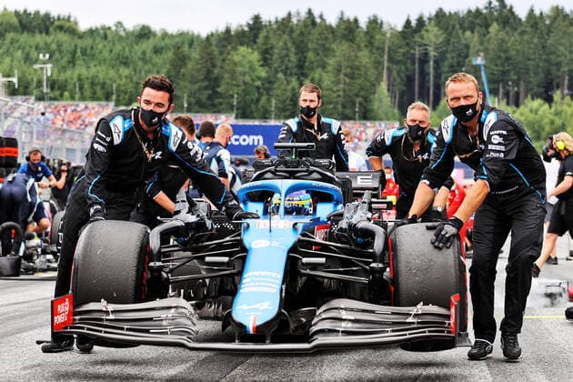 F1 Grand Prix of Austria 14 Fernando Alonso (ESP, Alpine F1 Team), F1 Grand Prix of Austria at Red Bull Ring on July 4, 2021 in Spielberg, Austria. (Photo by James Moy XPB Alpine F1 Team FIA Pool via HOCH ZWEI) Spielberg Austria Poolfoto HOCH ZWEI Pool XPB James Moy ,EDITORIAL USE ONLY