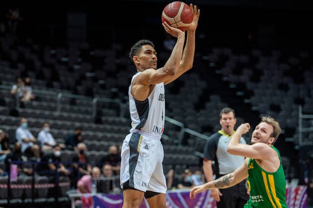 Basketball Split 04 07 2021 Olympic Qualifying FIBA Olympic Qualifying Tournament 2020 Final Germany GER Brazil BRA Maodo Lo Germany, No 04 Rafael Luz Brazil, No 05