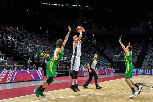 Basketball Split 04 07 2021 Olympic Qualifying FIBA Olympic Qualifying Tournament 2020 Final Germany GER Brazil BRA Robin Benzing Germany, No 12 Anderson Varejao Brazil, No 11 Vitor Benite Brazil, No 08