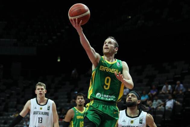 Germany v Brazil - Final: 2020 FIBA Men s Olympic Qualifying Tournament Marcelinho Huertas of Brazil goes up for a shot during the 2020 FIBA Men s Olympic Qualifying Tournament final between Germany and Brazil at Spaladium Arena on July 4, 2021 in Split, Croatia. IvoxCagalj PIXSELL