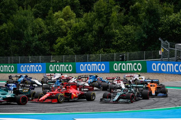 16 LECLERC Charles (mco), Scuderia Ferrari SF21, 05 VETTEL Sebastian (ger), Aston Martin F1 AMR21, action during the Formula 1 Grosser Preis Von Osterreich 2021, 2021 Austrian Grand Prix, 9th round of the 2021 FIA Formula One World Championship, WM, Weltmeisterschaft from July 2 to 4, 2021 on the Red Bull Ring, in Spielberg, Austria - FORMULE 1 : Grand Prix Autriche - 04 07 2021 DPPI PANORAMIC 20210704_GOODEN__GO01931