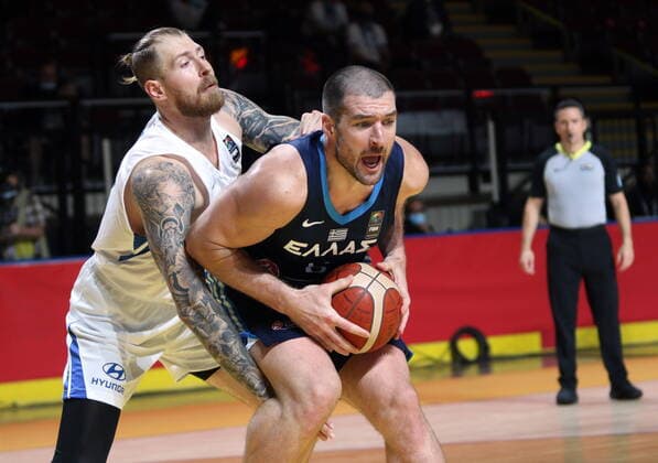 July 4, 2021, Victoria, BC, Canada: Czech Republic s Patrik Auda covers Greece s Vassilis Kavvadas during the second half of FIBA Men s Olympic Qualifying final basketball action at Memorial Arena in Victoria, B.C., on Sunday, July 4, 2021. Patrik Auda,Vassilis Kavvadas  - ZUMAc35_ 20210704_zaf_c35_043 Copyright: xChadxHipolitox