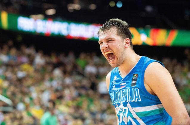 (210705) -- KAUNAS (LITHUANIA), July 5, 2021 -- Luka Doncic of Slovenia reacts during the 2020 FIBA Men s Olympic Qualifying Tournament final match between Lithuania and Slovenia in Kaunas, Lithuania, July 4, 2021. (Photo by Xinhua) (SP)LITHUANIA-KAUNAS-FIBA OQT-FINALS-LITHUANIA VS SLOVENIA AlfredasxPliadis 