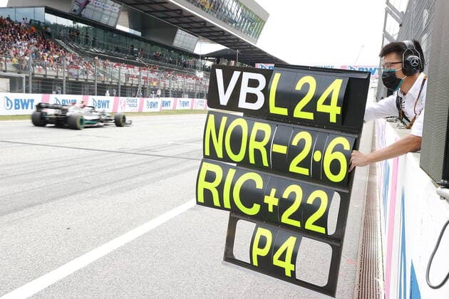 Formula 1 BWT Austrian Grand Prix 2021 04 07 2021, Red Bull Ring , Spielberg, Formula 1 BWT Austrian Grand Prix 2021 , in the picture scoreboard for Valtteri Bottas FIN 77 , Mercedes AMG Petronas Formula One Team nordphotoxGmbHx xBratic nph00250