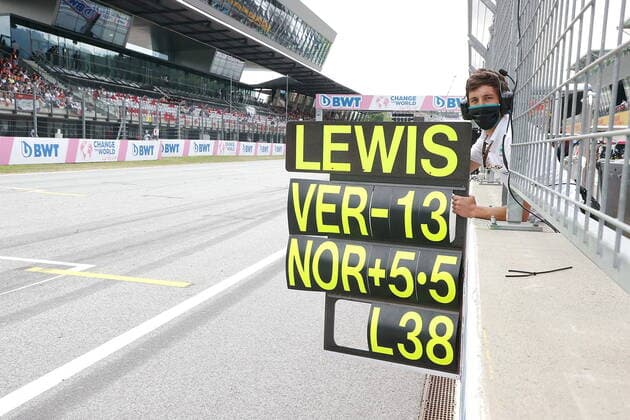 Formula 1 BWT Austrian Grand Prix 2021 04 07 2021, Red Bull Ring , Spielberg, Formula 1 BWT Austrian Grand Prix 2021 , in the picture scoreboard for Lewis Hamilton GBR 44 , Mercedes AMG Petronas Formula One Team nordphotoxGmbHx xBratic nph00250