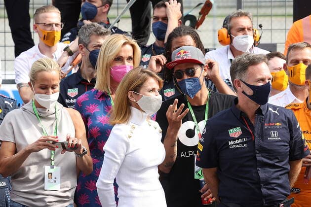 Formula 1 BWT Austrian Grand Prix 2021 04 07 2021, Red Bull Ring , Spielberg, Formula 1 BWT Austrian Grand Prix 2021 , in the picture Daniela Angerbauer, Anita Gerhardter, Managing Director of the Wings for Life Foundation, Geraldine Estelle Horner with husband Team Principal Christian Horner Red Bull Racing Honda nordphotoxGmbHx xBratic nph00250