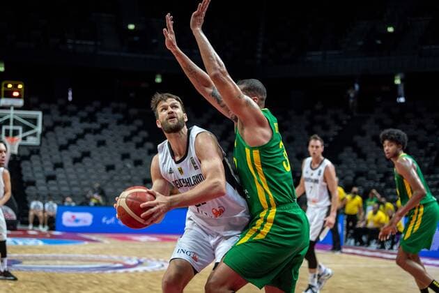 Basketball Split 04 07 2021 Olympic Qualification FIBA Olympic Qualifying Tournament 2020 Final Germany GER Brazil BRA Danilo Barthel Germany, No 22 Rafael Hettsheimeir Brazil, No 30
