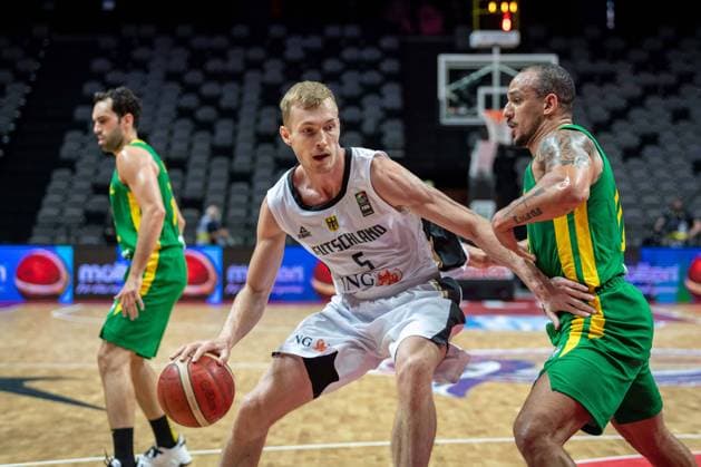 Basketball Split 04 07 2021 Olympic Qualification FIBA Olympic Qualifying Tournament 2020 Final Germany GER Brazil BRA Nils Giffey Germany, No 05 Alex Garcia Brazil, No 10