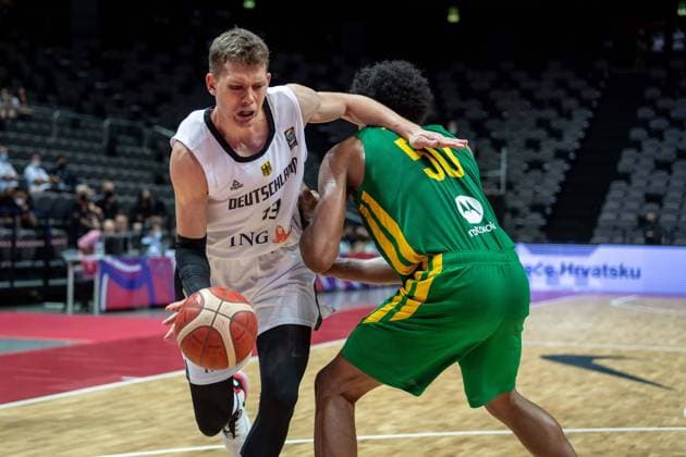 Basketball Split 04 07 2021 Olympic Qualification FIBA Olympic Qualifying Tournament 2020 Final Germany GER Brazil BRA Moritz Wagner Germany, No 13 Bruno Caboclo Brazil, No 50