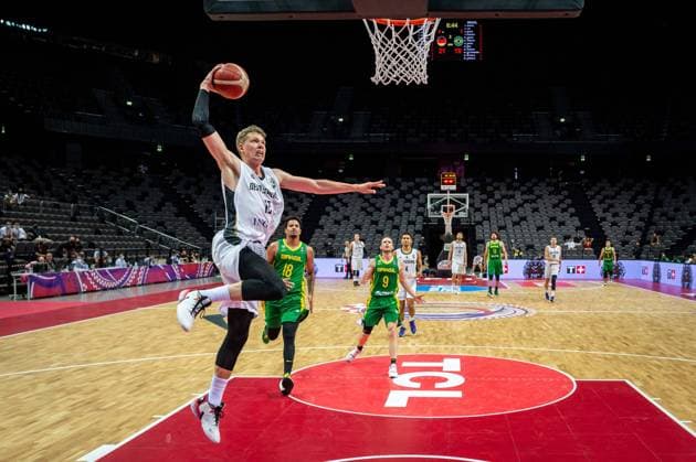 Basketball Split 04 07 2021 Olympic Qualification FIBA Olympic Qualifying Tournament 2020 Final Germany GER Brazil BRA Moritz Wagner Germany, No 13 Lucas Dias Brazil, No 18 Marcelinho Huertas Brazil, No 09